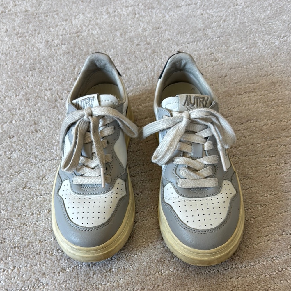 Kids White & Gray Lace-Up Sneakers